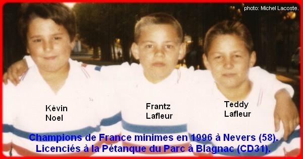 Champions de France pétanque triplettes minimes, en 1996 à Nevers