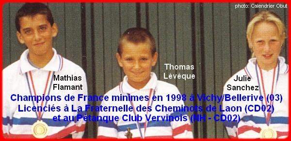 Champions de France pétanque triplettes minimes, en 1998 à Vichy