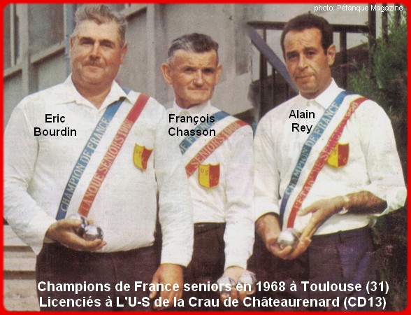 champions de France triplettes seniors pétanque 1968