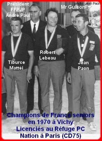 champions de France triplettes seniors pétanque 1970