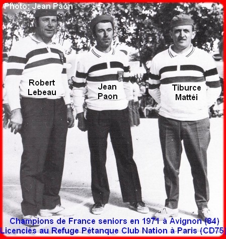 champions de France triplettes seniors pétanque 1971