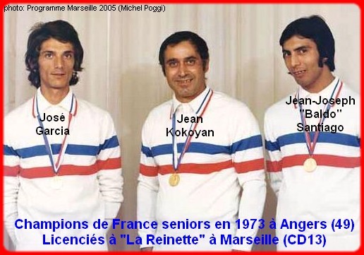champions de France triplettes seniors pétanque 1973