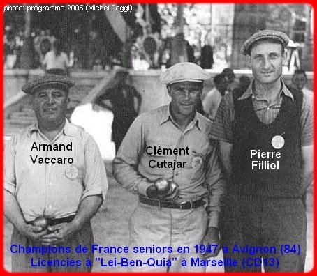 champions de France triplettes seniors pétanque 1947