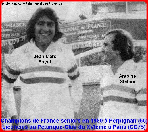 champions de France doublettes seniors pétanque 1980