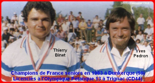 champions de France doublettes seniors pétanque 1983
