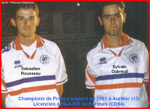 champions de France doublettes seniors pétanque 2001