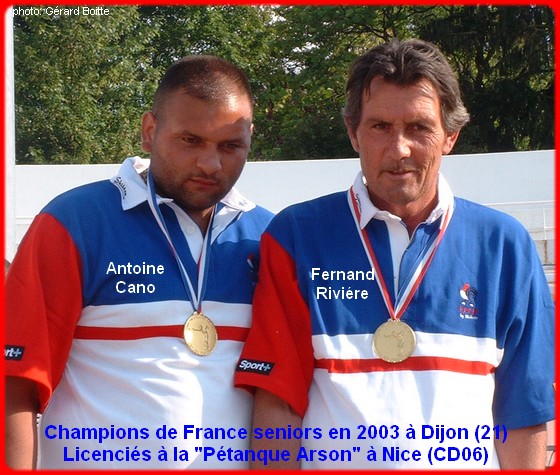 champions de France doublettes seniors pétanque 2003