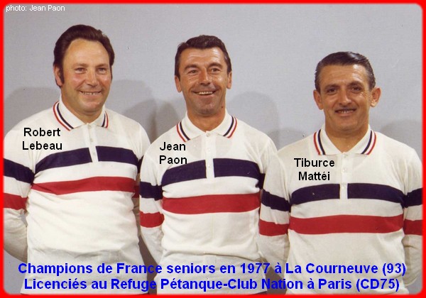 champions de France triplettes seniors pétanque 1977