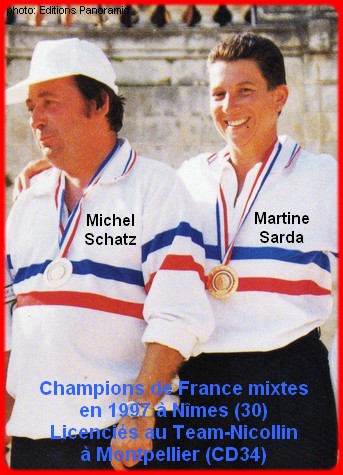 champions de France pétanque mixtes doublettes en 1997