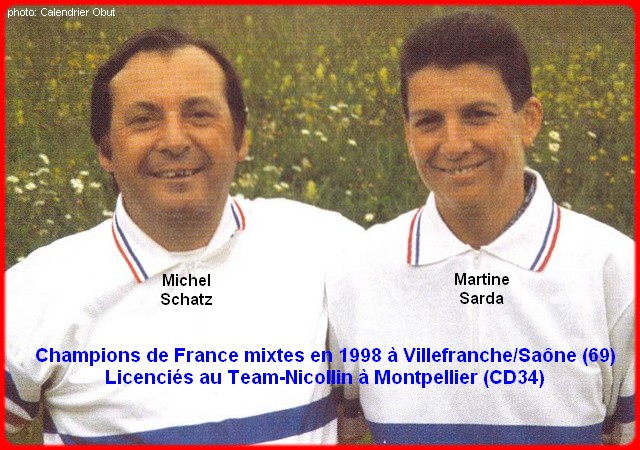 Champions de France pétanque mixtes doublettes en 1998