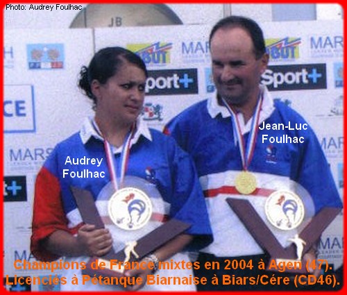 champions de France pétanque mixtes doublettes en 2004