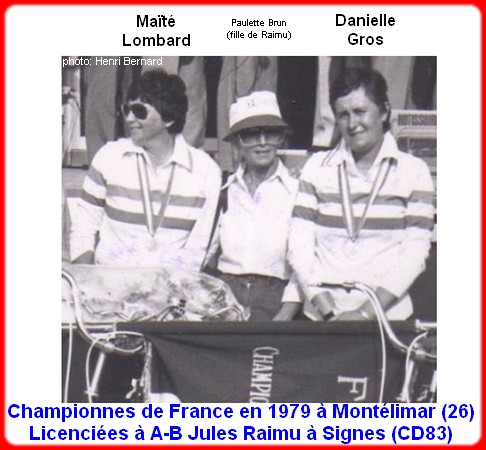 Championnes de France pétanque doublettes féminines en 1979