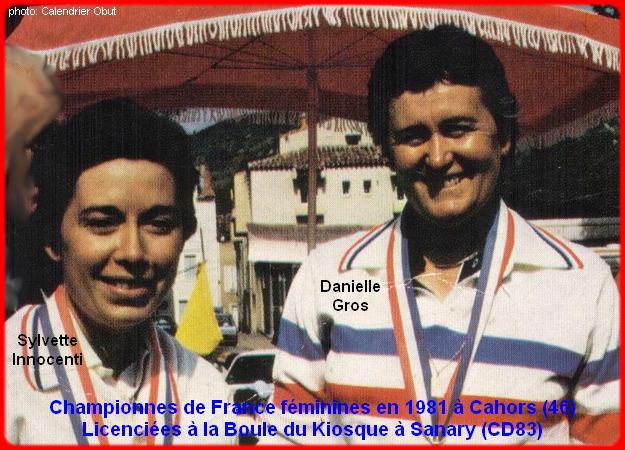 Championnes de France pétanque doublettes féminines en 1981