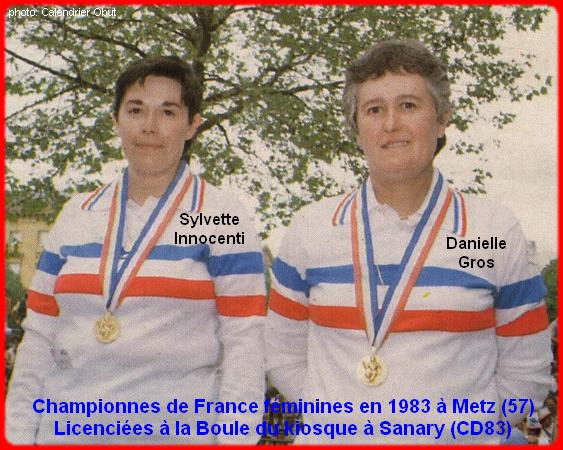 Championnes de France pétanque doublettes féminines en 1983