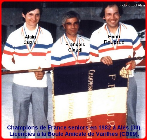 champions de France triplettes seniors pétanque 1982