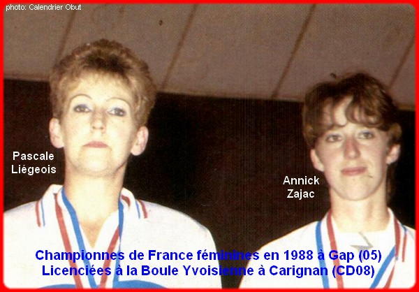 Championnes de France pétanque doublettes féminines en 1988