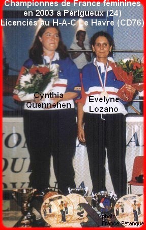 Championnes de France pétanque doublettes féminines en 2003