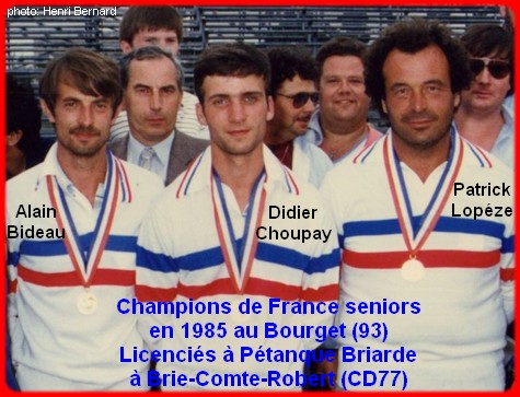 champions de France triplettes seniors pétanque 1985