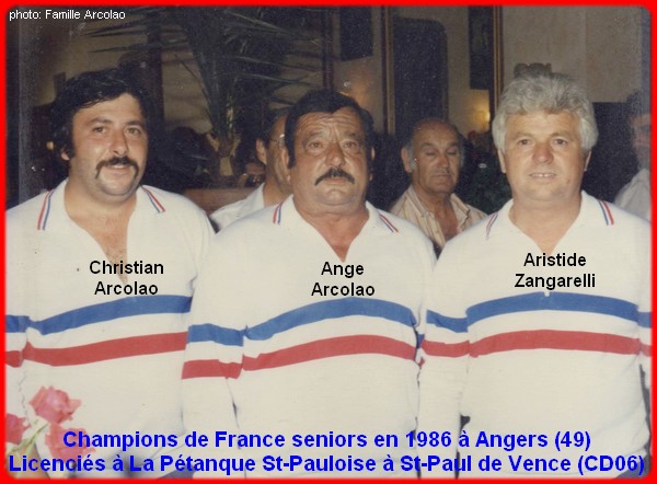 champions de France triplettes seniors pétanque 1986