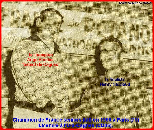 Champion de France pétanque senior tête-à-tête 1966