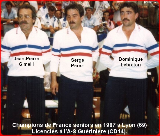 champions de France triplettes seniors pétanque 1987