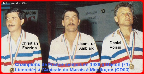 champions de France triplettes seniors pétanque 1989
