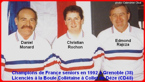 champions de France triplettes seniors pétanque 1992