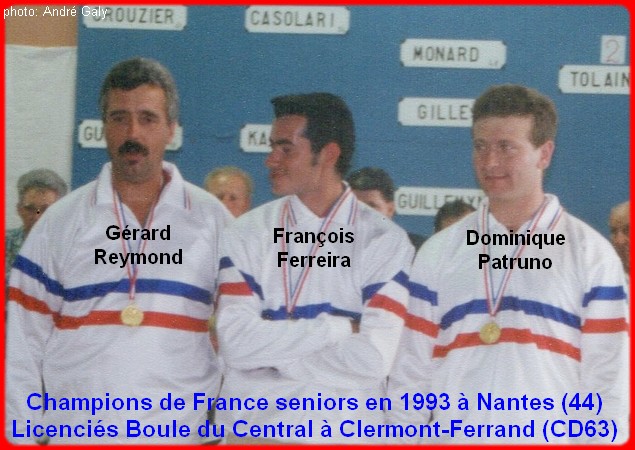 champions de France triplettes seniors pétanque 1993