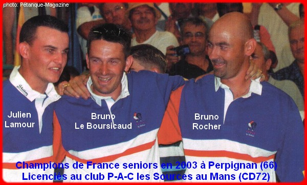 champions de France triplettes seniors pétanque 2003