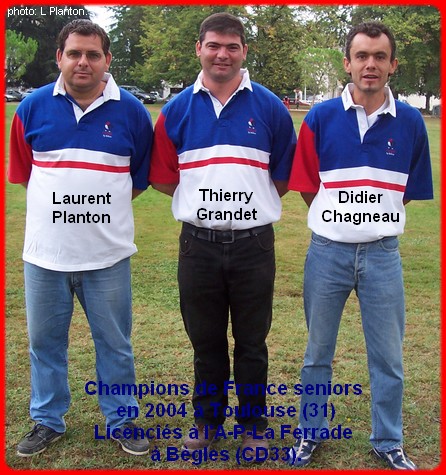 champions de France triplettes seniors pétanque 2004
