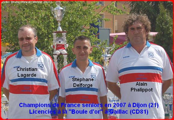 champions de France triplettes seniors pétanque 2007
