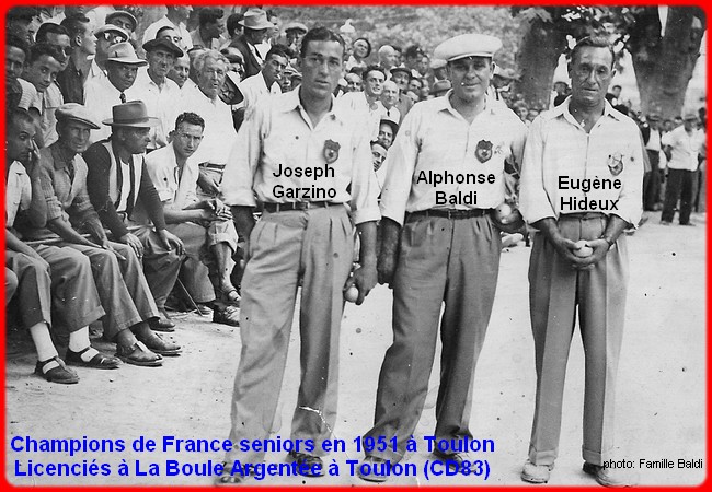 les champions de France pétanque seniors triplettes 1951