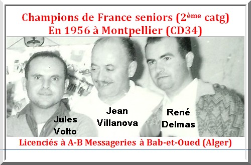 les champions de France pétanque seniors triplettes 2ème catg 1956
