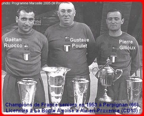 Les champions de France pétanque seniors triplettes 1953
