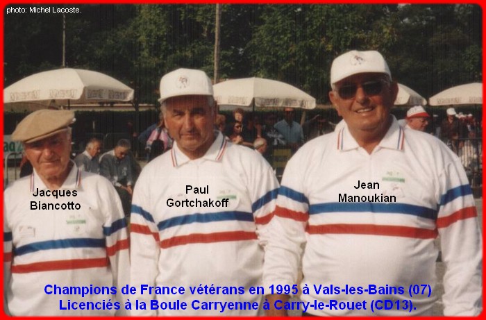 Champions de France triplettes vétérans en 1995