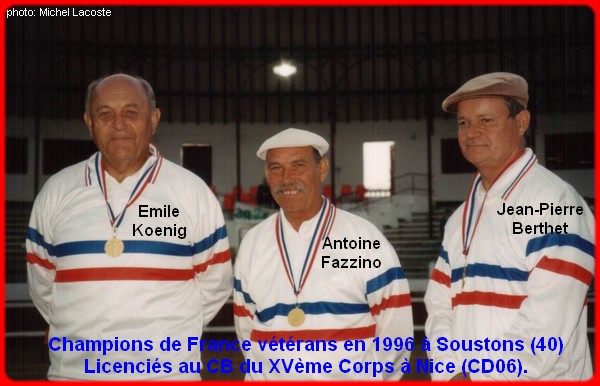 Champions de France triplettes vétérans en 1996