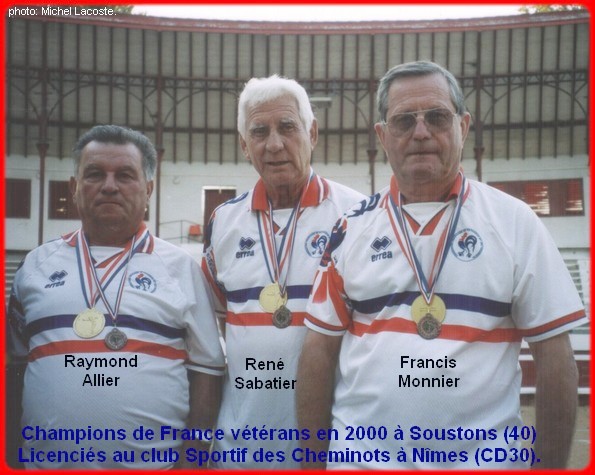 Champions de France triplettes vétérans en 2000