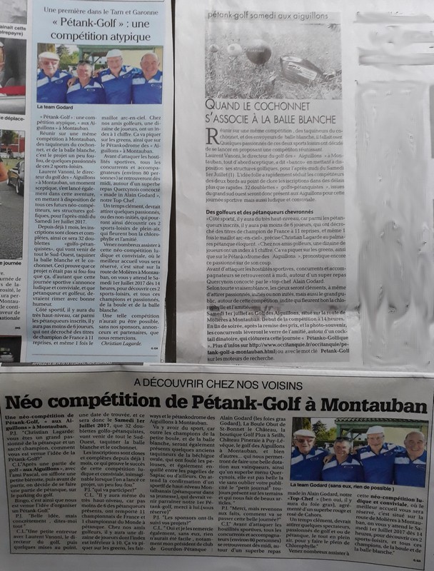 Articles presse petank golf